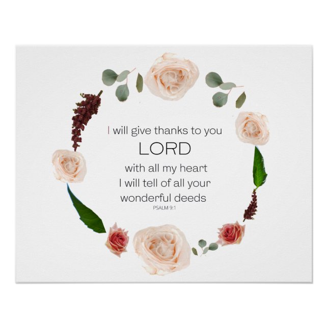 Scripture, Psalm 9, All Your Wonderful Deeds LORD Poster (Vorderseite)