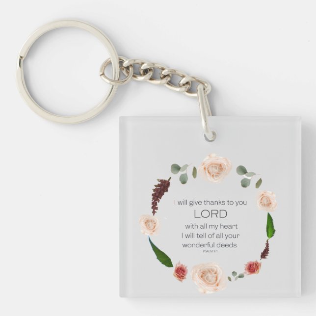 Scripture, Psalm 9, All Your Wonderful Deeds LORD Schlüsselanhänger (Vorderseite)