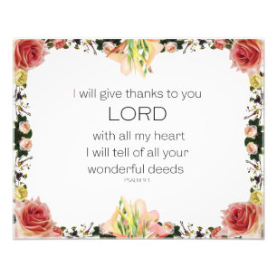 Scripture Psalm 9, Floral Fotodruck