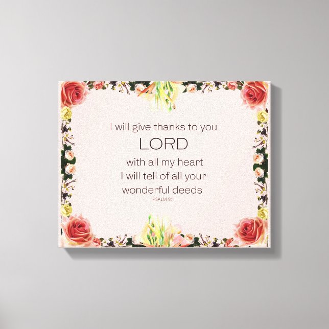 Scripture Psalm 9, Floral Leinwanddruck (Vorderseite)