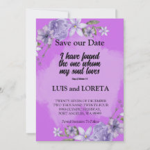Scripture Save the Date Card Ich habe Lila gefunde