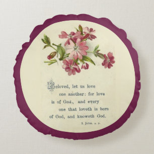 Scripture-Versrosa-Lavendel-Blumen Rundes Kissen