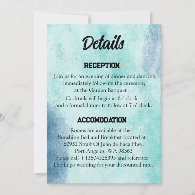 Scripture Wedding Details Card ich gefunden grün (Vorderseite)