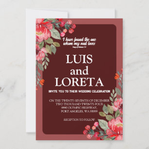 Scripture Wedding Invitation Card I found Red Einladung