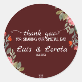 Scripture Wedding Vielen Dank Runder Aufkleber