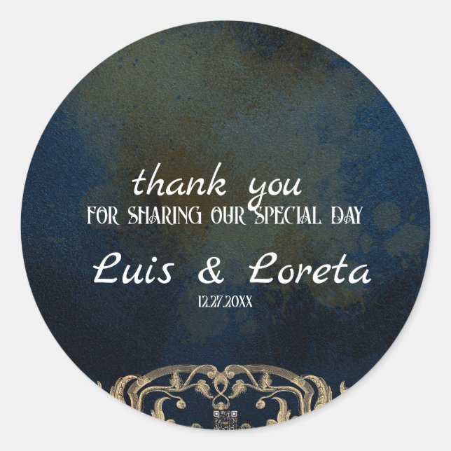 Scripture Wedding Vielen Dank Runder Aufkleber (Vorderseite)