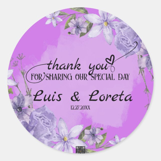 Scripture Wedding Vielen Dank Runder Aufkleber (Vorderseite)