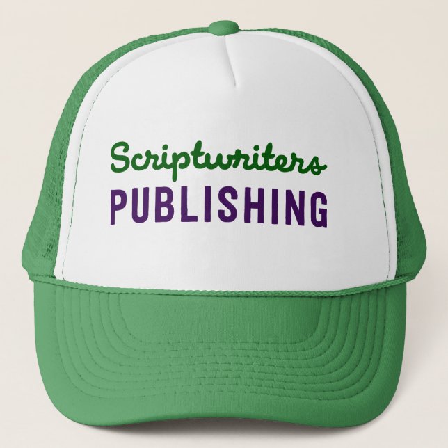 Scriptwriters, die Maschen-grünen/lila Hut Truckerkappe (Vorderseite)