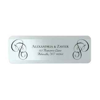 Scroll Calligraphy Adressetiketten - Silber