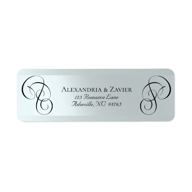Scroll Calligraphy Adressetiketten - Silber (Vorne)