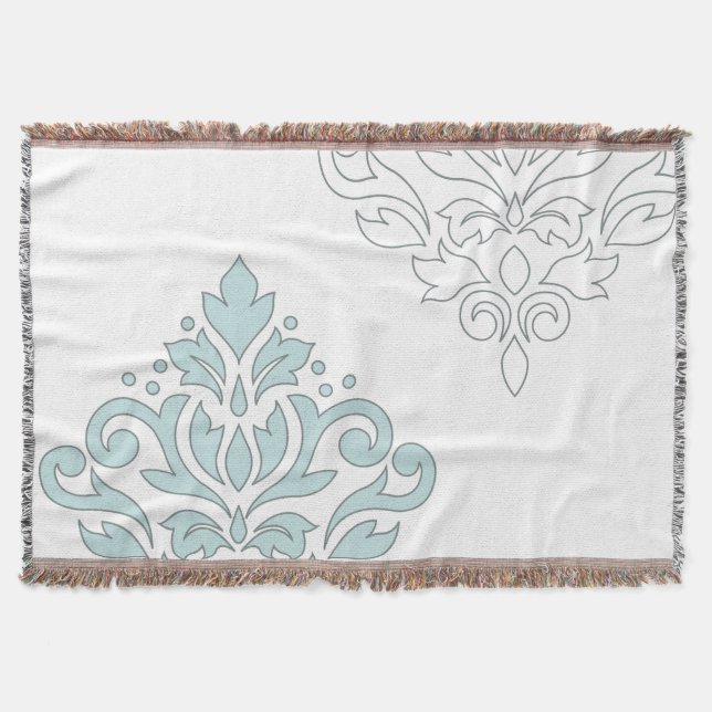 Scroll Damask Art I (line) Duck Egg Blue Gray Wt Decke (Vorderseite)