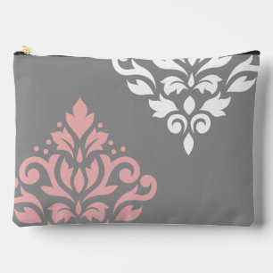 Scroll Damask Art I Pink White Grau Zubehörtasche