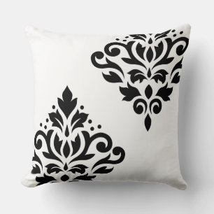 Scroll Damask Art Ib 2Wart Schwarz & Weiß Kissen