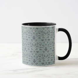 Scroll Damask Big Pattern (Kontur) Crm Blau Aquama Tasse