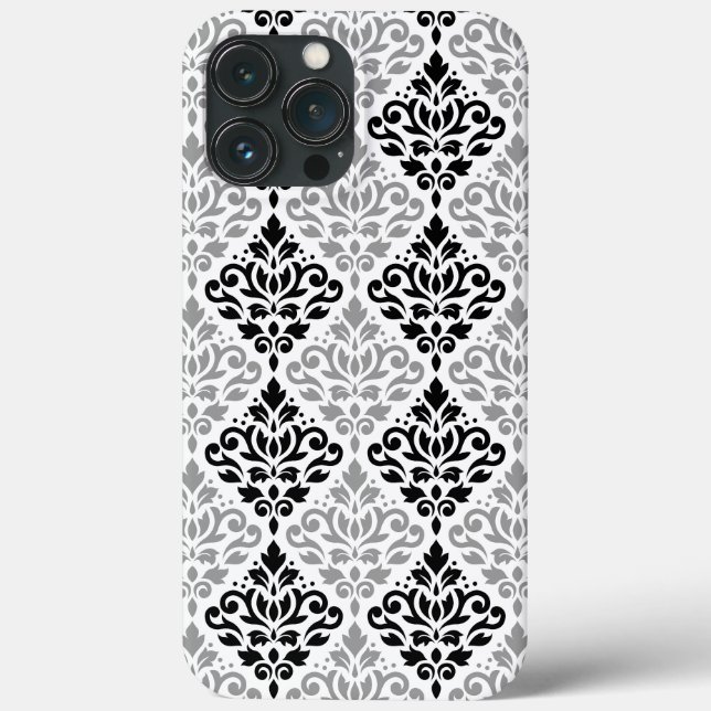 Scroll Damask Big Pattern Schwarz Weiß Case-Mate iPhone Hülle (Rückseite)