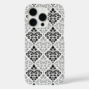Scroll Damask Big Pattern Schwarz Weiß iPhone 16 Pro Hülle