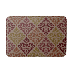 Scroll Damask Big Ptn Reds Orange Gold Taupe Badematte
