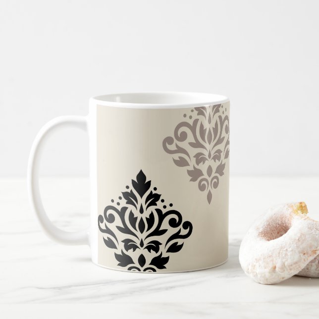 Scroll Damask Kunst, Dichtung und Musik Kaffeetasse (Mit Donut)