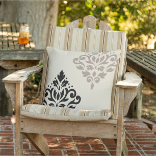 Scroll Damask Kunst, Dichtung und Musik Kissen