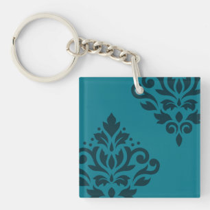Scroll-Damask-Kunst I 2-Wege-Dunkel- und Mittel-Te Schlüsselanhänger