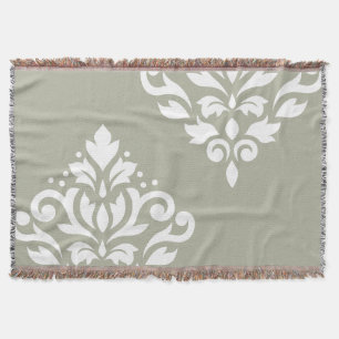 Scroll Damask Kunst I Weiß auf Grün Decke