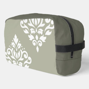 Scroll Damask Kunst I Weiß auf Grün Waschbeutel