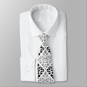 Scroll Damask Lg Muster Schwarz Weiß Krawatte