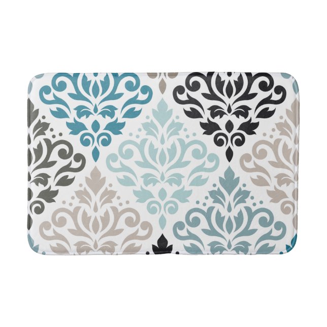 Scroll Damask Lg Muster Tees Browns White Badematte (Vorderseite)