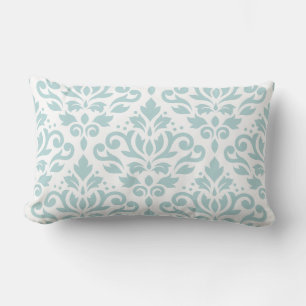Scroll Damask Lg Ptn Duck Egg Blue (B) auf Wt Lendenkissen