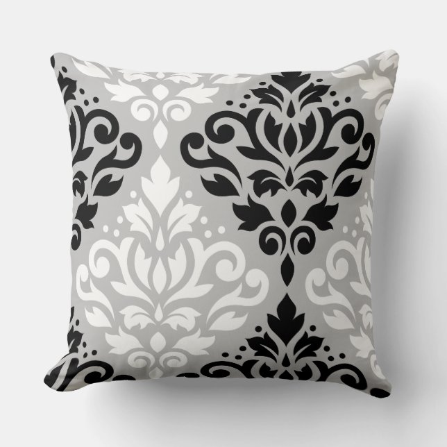 Scroll Damask Lg Ptn Kunst, Dichtung und Musik Kissen (Vorderseite)
