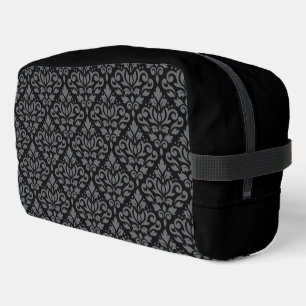 Scroll Damask Muster grau auf schwarz Waschbeutel