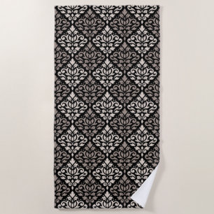 Scroll Damask Muster Taupe Black Strandtuch