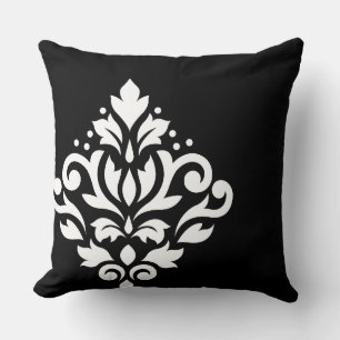 Scroll Damask Off-Set I (2Way) Schwarz & Weiß Kissen