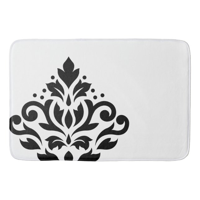 Scroll Damask Off-Set I Black on White Badematte (Vorderseite)