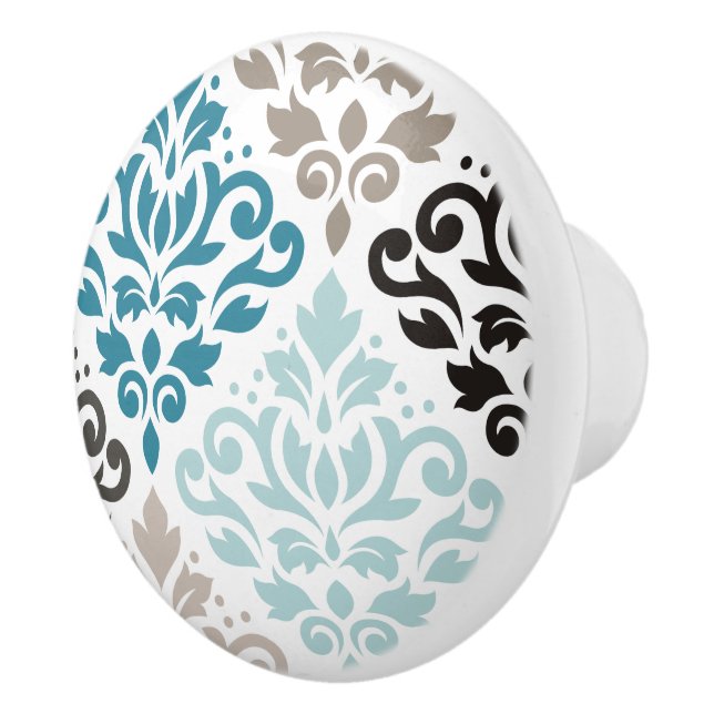 Scroll Damask Offset PDF Kunst Tees Browns White Keramikknauf (Rechts)