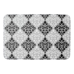 Scroll Damask Ptn B&W auf Grau Badematte