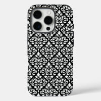 Scroll Damask White auf schwarzem Muster