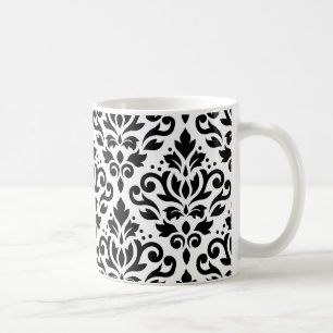 Scroll-Damaskenmuster Schwarz auf Weiß Kaffeetasse