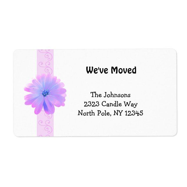 Scroll Design mit rosa Blume Neue Adresse (Vorne)