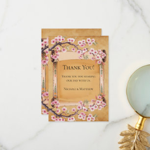 Scroll Japanese Cherry Blossom Wedding Dankeskarte