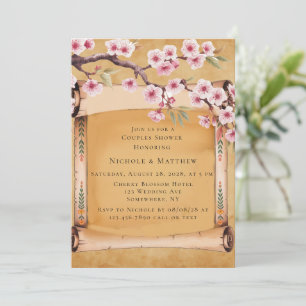 Scroll Japanischer Kirschblossom Paare Dusche Einladung