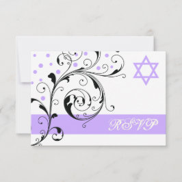 Scroll leaf white lila & Star von David UAWG RSVP Karte