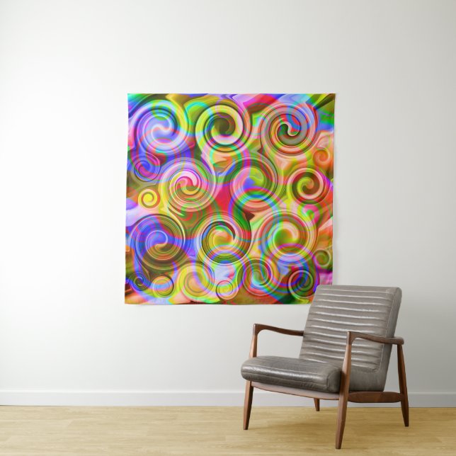 Scroll Pastell geometrisch abstrakt Wandteppich (Beispiel)