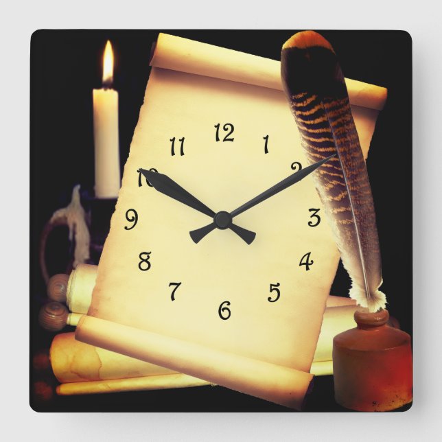 Scroll Quadratische Wanduhr (Vorderseite)