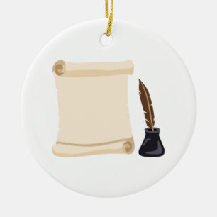 Scroll Quill & Ink Keramik Ornament