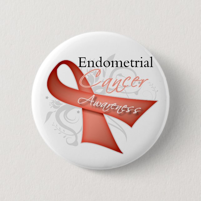 Scroll Ribbon Endometrial Cancer Awareness Button (Vorderseite)