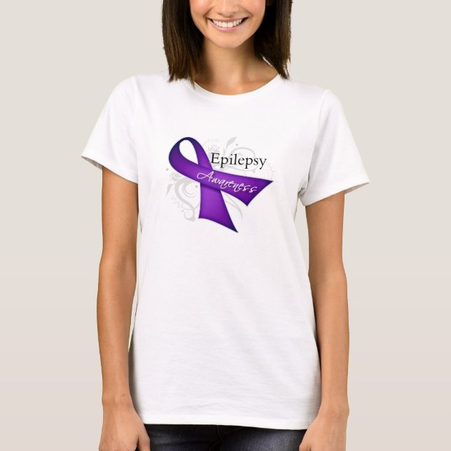Scroll Ribbon - Epilepsie Bewusstsein T-Shirt (Vorderseite)