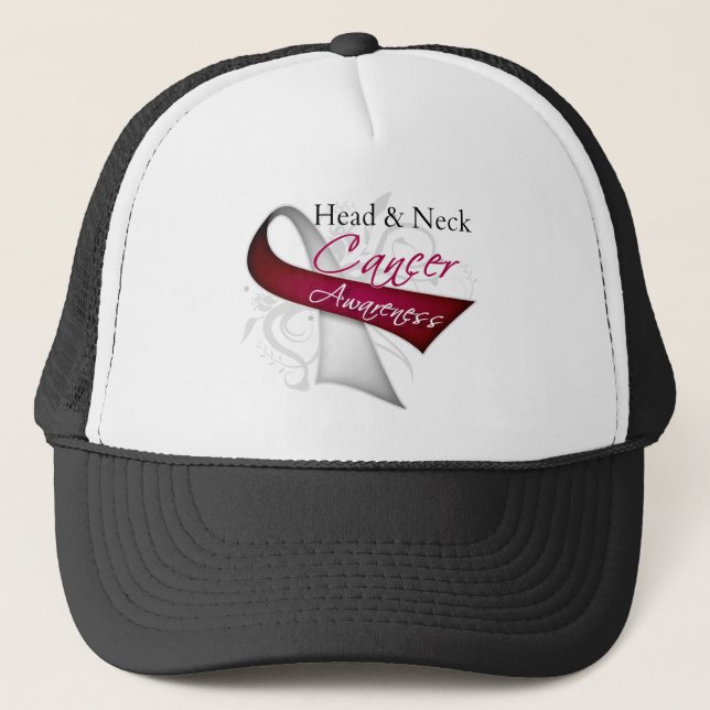 Scroll Ribbon Head and Neck Cancer Awareness Truckerkappe (Vorderseite)