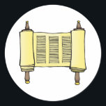 Scroll Runder Aufkleber<br><div class="desc">Traditionelles Bild eines Bildlaufs.</div>