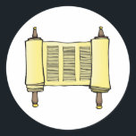 Scroll Runder Aufkleber<br><div class="desc">Traditionelles Bild eines Bildlaufs.</div>